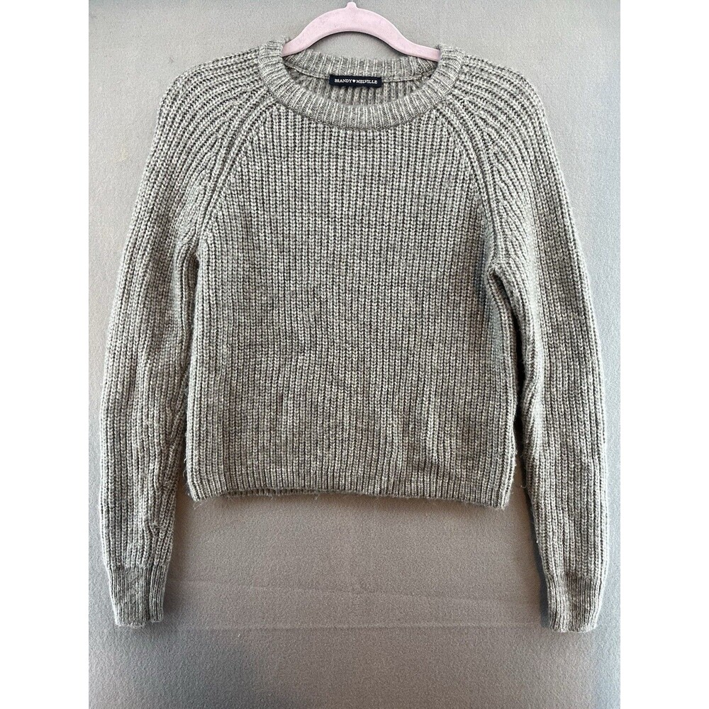 Brandy Melville Sweater Top Womens Medium Grey Knit Wool Blend Soft Sweater